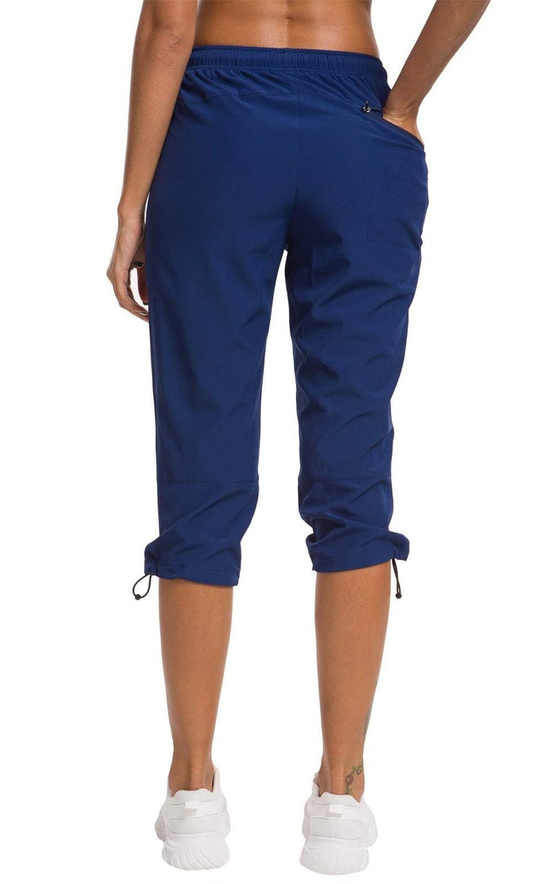 ChinFun Women's Outdoor Quick Dry Pants Breathable Water-Resistant UPF50+ Camping Hikking Capri Pants Navy XL - Image 5